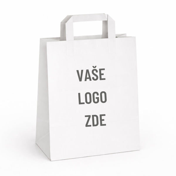 Papírová taška bílá, ploché ucho, 220 × 110 × 295