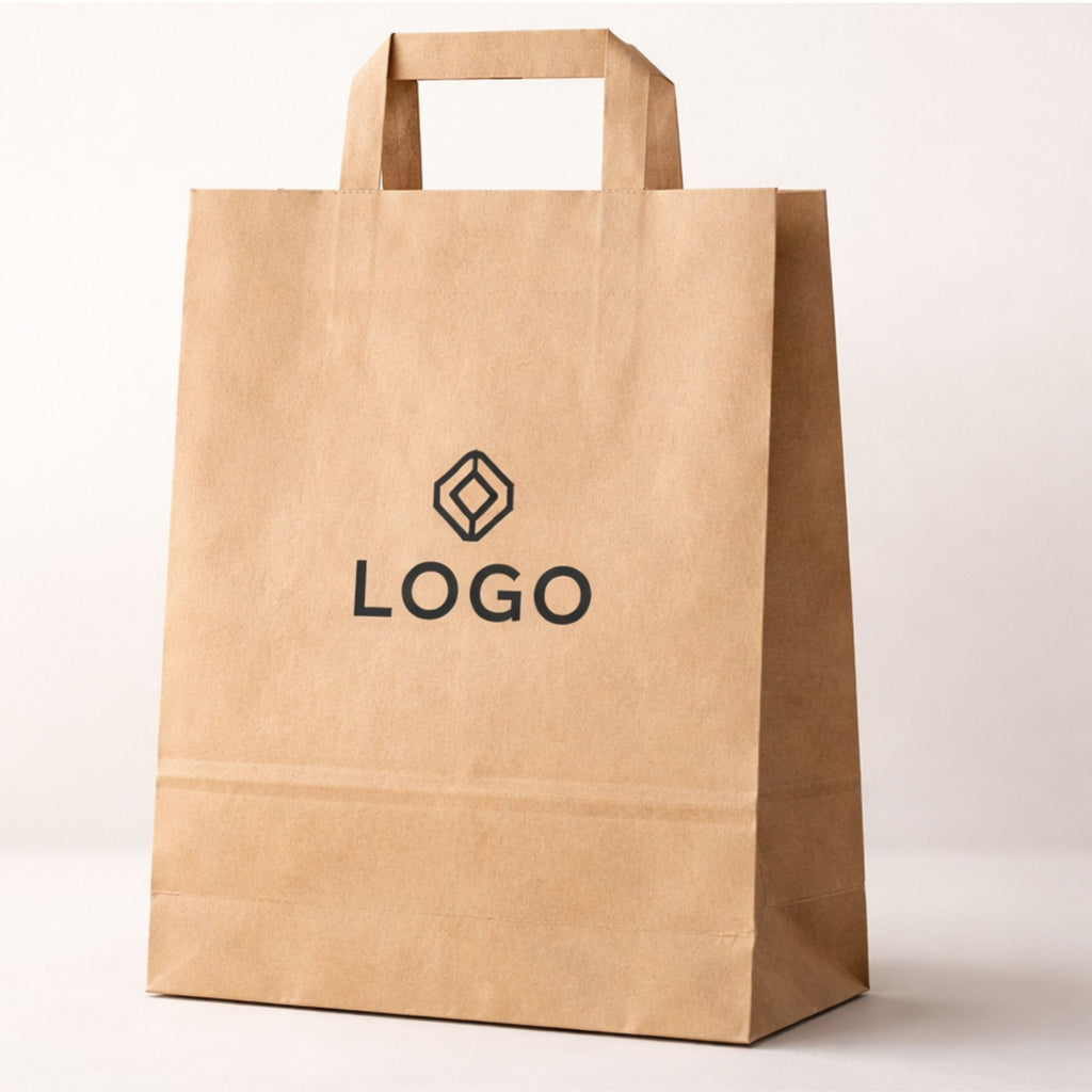 Papírová taška hnědá, ploché ucho, 220 × 110 × 295 – detail ucha