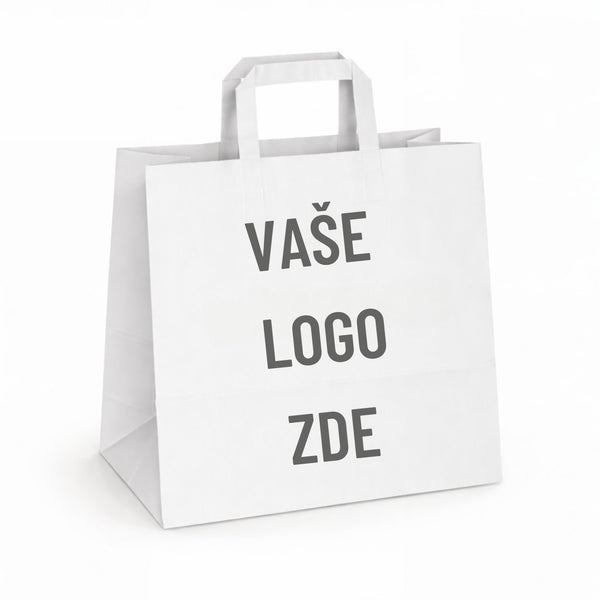 Papírová taška bílá, ploché ucho, 260 × 170 × 265