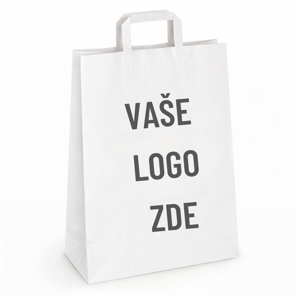 Papírová taška bílá, ploché ucho, 220 × 110 × 360