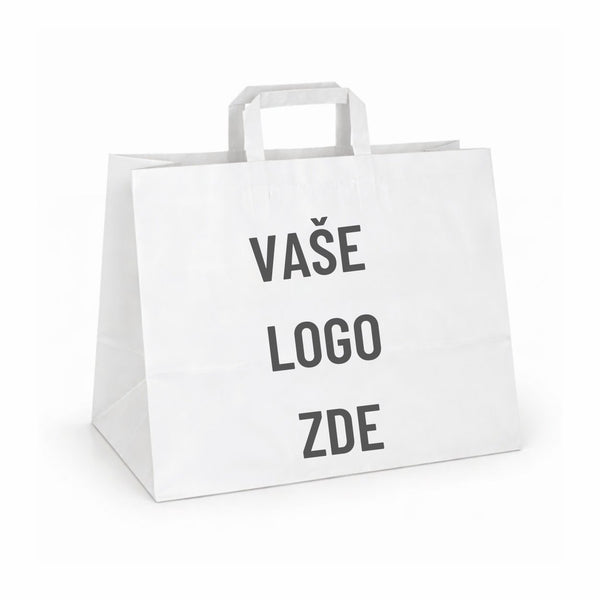 Papírová taška bílá, ploché ucho, 320 x 220 x 240