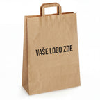 Papírová taška hnědá přírodní, ploché, 320 × 160 × 430 – pohled zepředu